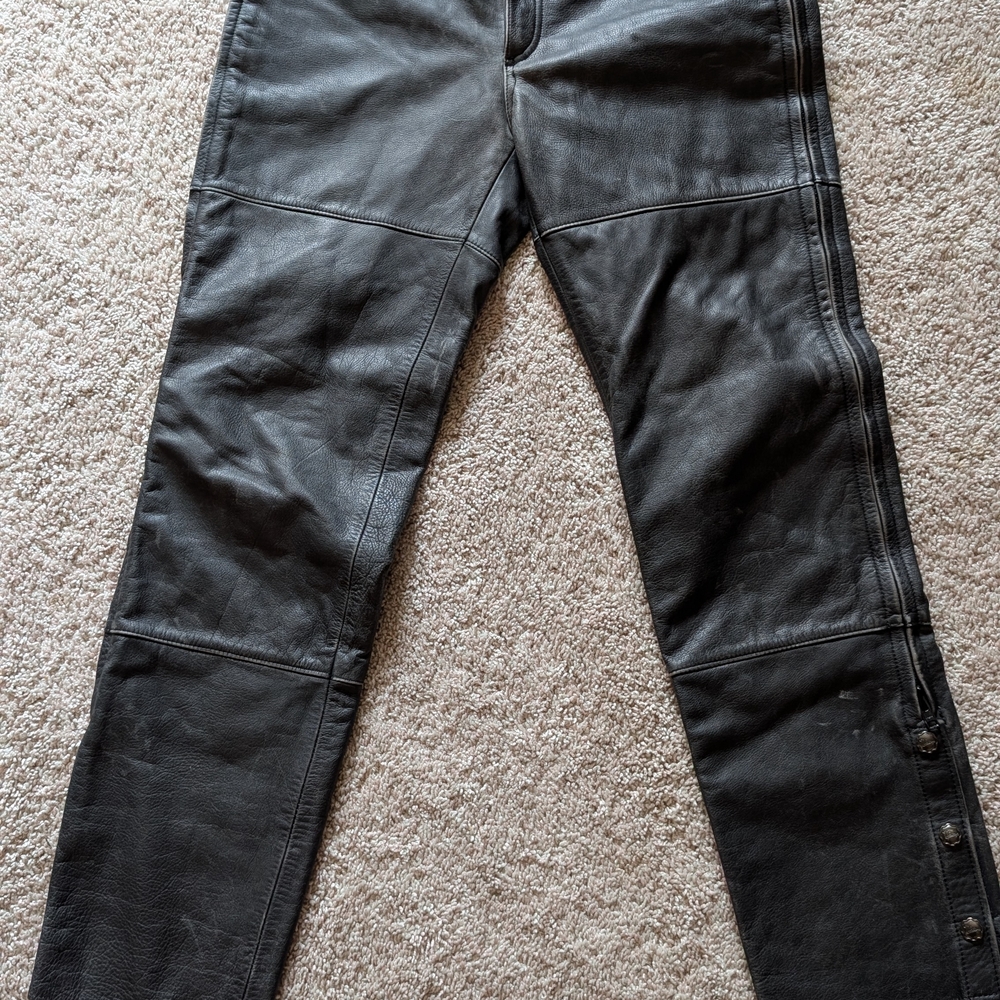 Vintage Victory Motorcycle Black Leather Pants